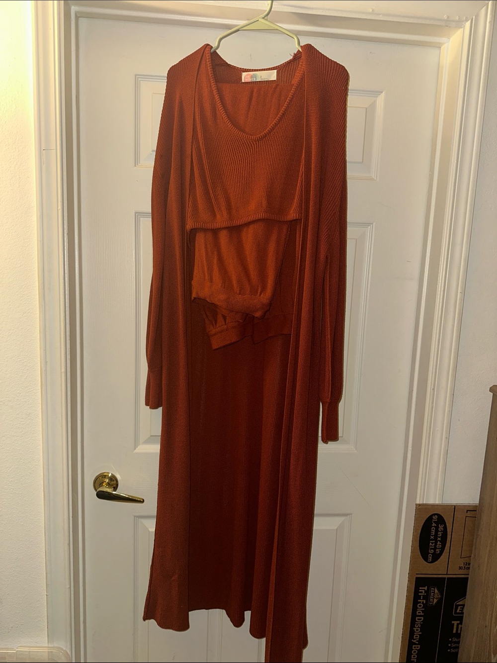 Rust Long Sleeve Maxi Sweater 3 piece set